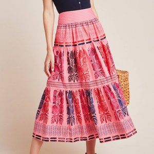 Anthropologie Blooming Print Auberte Tiered Skirt